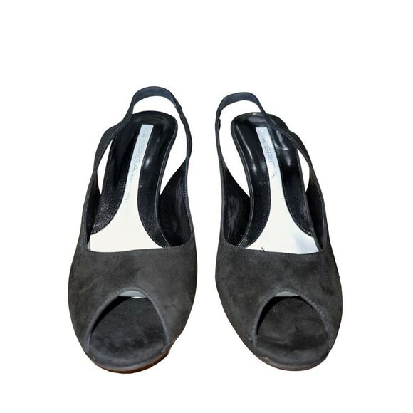 Via Spiga Uzzi Black Suede Peep Toe Slingback Womens Size 10 NEW - Picture 3 of 10